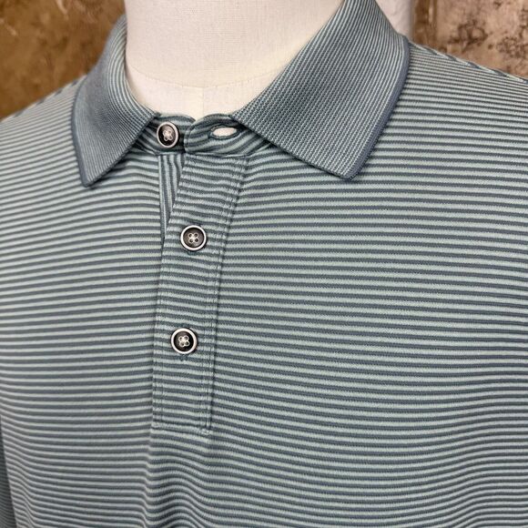 Tommy Bahama Shirt Mens 2XL Green Striped Modal Blend Polo Short Sleeve Casual - Picture 3 of 13